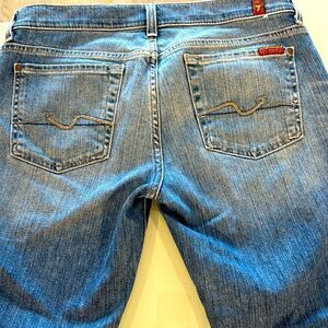 7 For All Mankind Women's Straight Leg Jeans in Light Blue Denim